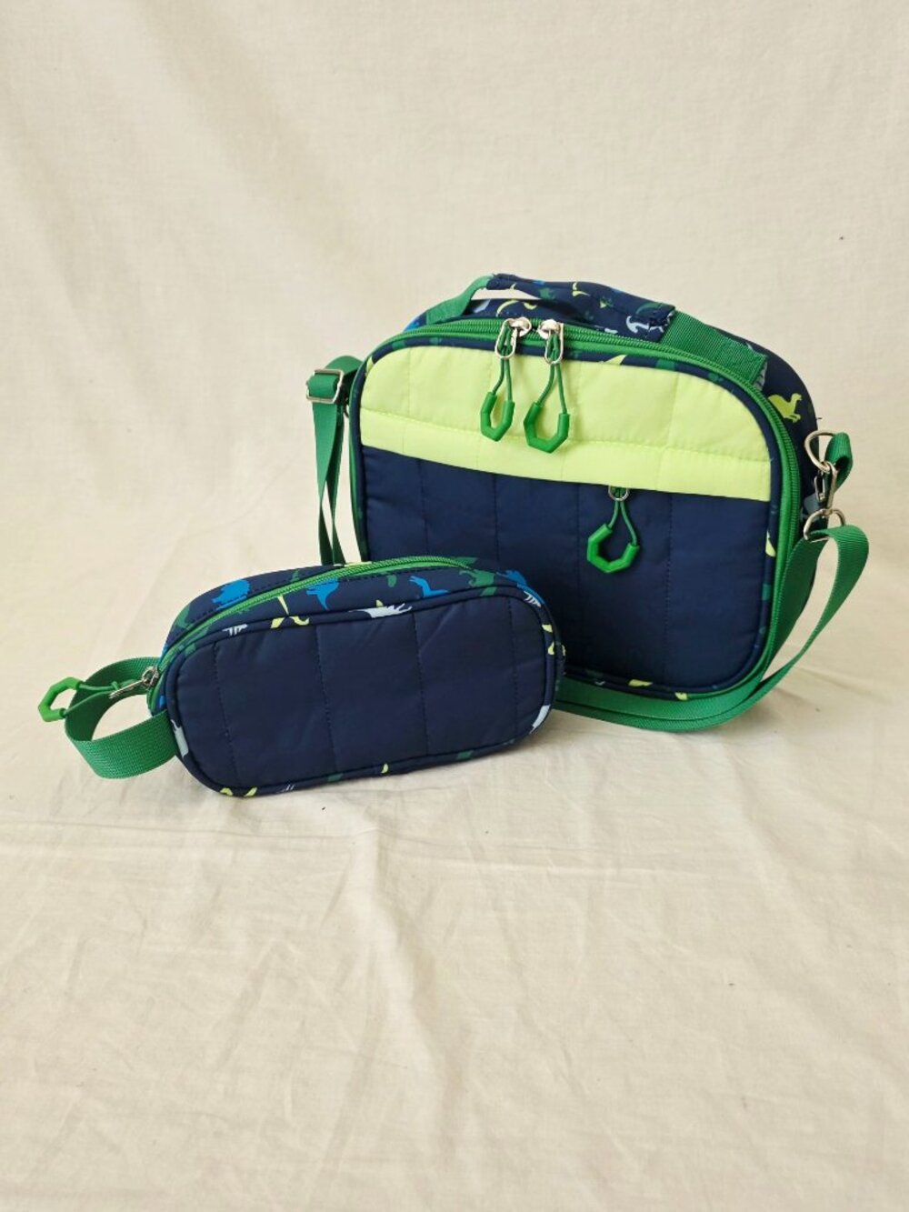 NWOT! Lunch Tote and Accessories/Pencil Case - Dinosaur Theme & Shoulder Strap